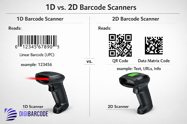 تفاوت بارکدخوان یک‌بعدی (1D) و دوبعدی (2D)