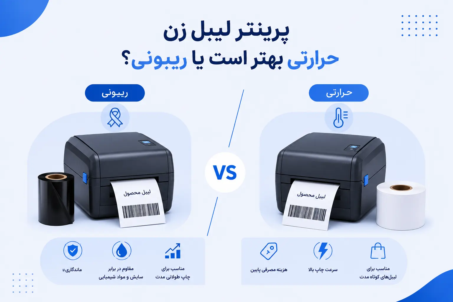 پرینتر لیبل زن حرارتی بهتر است یا ریبونی؟